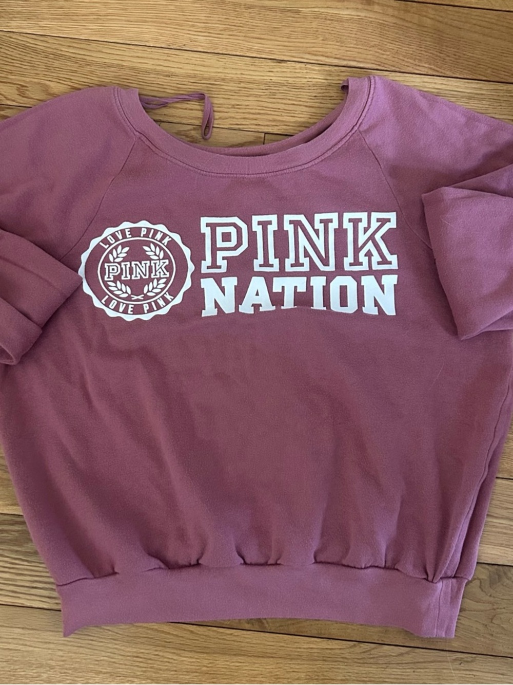 PINK Victoria's Secret Dusty Rose Crewneck with White Logo Trim